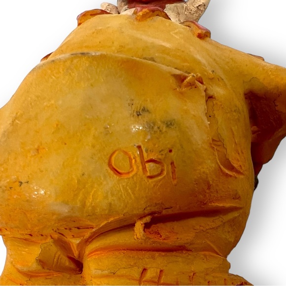 VTG Troll Ogre Laughing Gnome Jester Clown Figure Gnome Folk Art 3.6" OBI Signed - Picture 14 of 16